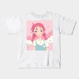 Kawaii Anime Pink Hair Girl Kids T-Shirt